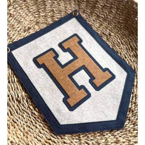 Custom initial pennant, personalized baby gift, neutral nursery decor, personalized baby flag for kids room