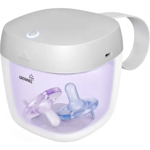 GROWNSY Pacifier Sanitizer Portable, UV Light Sanitizer on The Go, USB Charging Sanitizer Case, Mini Pacifier Sanitizer 99.99% Cleaned in 59 Seconds (White)