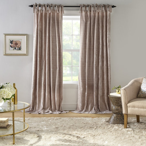 House of Hampton® Damaya Crushed Velvet Solid Semi-Sheer Tab Top Single Curtain Panel & Reviews | Wayfair