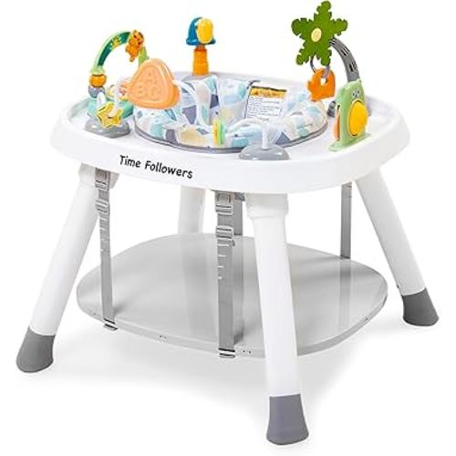 Time Followers® 4-in-1 Baby Activity Center | 3 Stage Grow Stationary Standing Toddler Play Table | Tummy Time,Exersaucer, Jumpers & Bouncers | Babies Essential for Baby Ages 6M+
