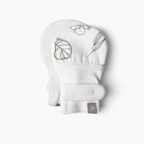 Goumikids Organic Stay-On Baby Mitts - Abstract Floral, 0-3 Months