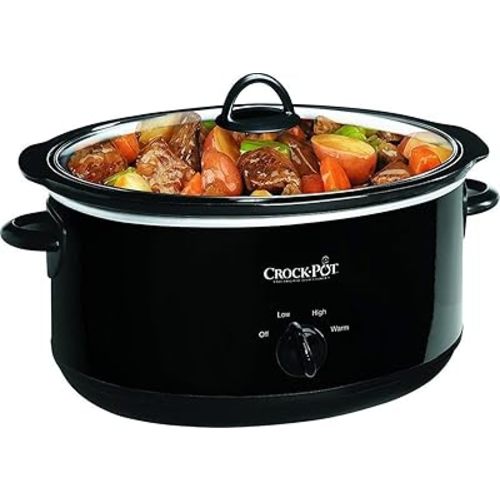 Crock-Pot 8-Quart Manual Slow Cooker, XL Family Size Serves 10+ People, Removable Stoneware with Warming Setting, Dishwasher Safe for Easy Cleanup, Black