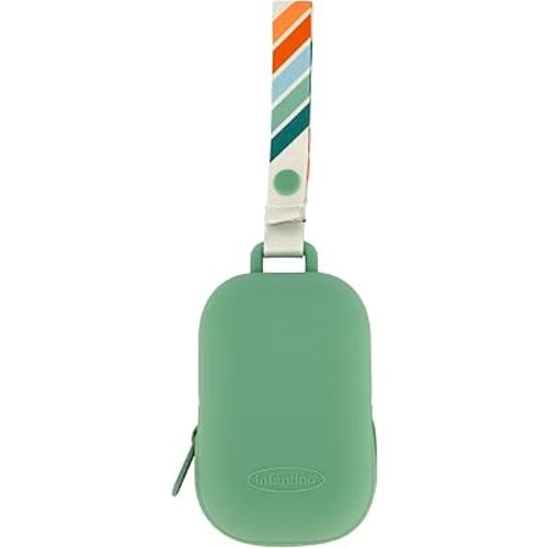 Infantino PaciPod - Premium Silicone Pacifier Holder, Attaches to Stroller or Diaper Bag, Stores up to 2 Pacifiers, Easy to Clean