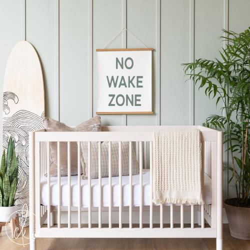 Nautical Baby Room Decor | NO WAKE ZONE Canvas Sign | Coastal Nursery Wall Art | Beach Themed Baby Gift Idea | 45