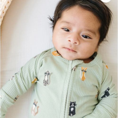 Cats Small Ribbed Zip Romper