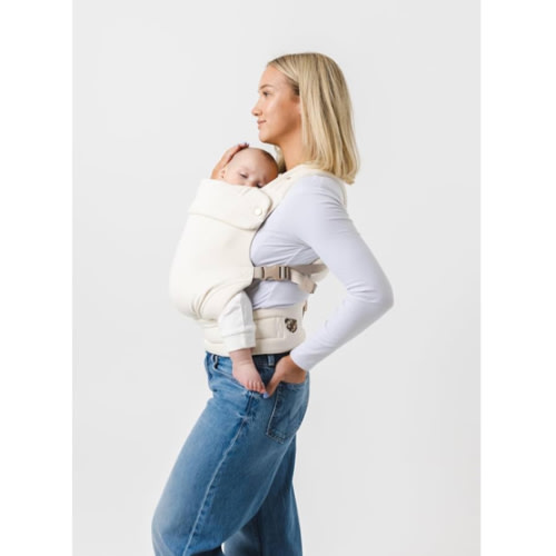 Mabē Monarch Ergonomic Baby Carrier - Premium Cotton Soft Structured Infant Carrier with Hip Healthy Design, 3 Carry Positions for Newborn to Toddler (7-35lbs), Breathable (Ivory)
