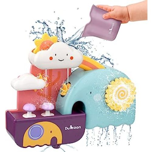 TI-TOO Baby Bath Toys, Fun Simple Physics Educational Bathtub Water Toy, Bath Time Fun Splash Toys for 1, 2, 3+ Year Old Boys Girls Toddlers, Safe Colorful Skin Friendly Waterwheel Bathing Toy