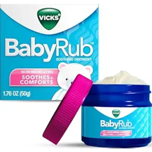 Vicks BabyRub Chest Rub Ointment with Soothing Aloe, Eucalyptus, Lavender, and Rosemary, from the makers of VapoRub, 1.76 oz