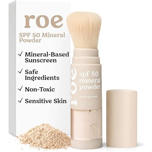 Roe Wellness- Kids SPF 50 Brush On Mineral Sunscreen Powder EWG, Reef-Friendly, Easy to Apply for Kids, Babies & Parents