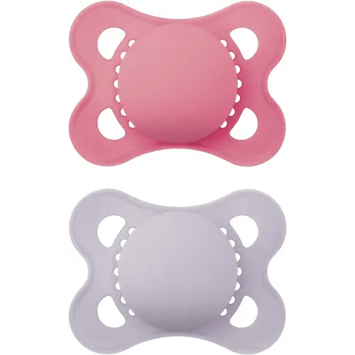 MAM Original Matte Baby Pacifier, Nipple Shape Helps Promote Healthy Oral Development, Sterilizer Case, 2 Pack, 0-6 Months, Girl,2 Count (Pack of 1)