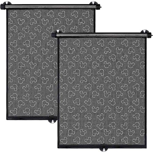 Disney Baby by J.L. Childress Roller Car Window Sun Shades - 2 Pack - Retractable Car Window Shades for UV and Sun Protection - Disney Baby Travel Gear - Mickey Mouse Black