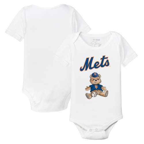 Infant New York Mets Tiny Turnip White Teddy Boy Bodysuit