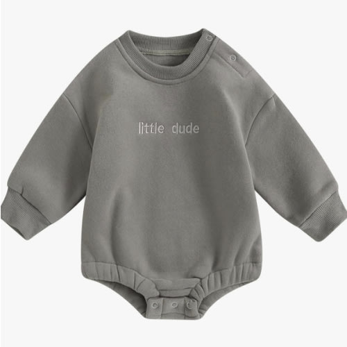 VISGOGO Newborn Infant Baby Boy Girls Oversized Romper Little Dude Sweater Onesie Coming Home Outfit Neutral Clothes