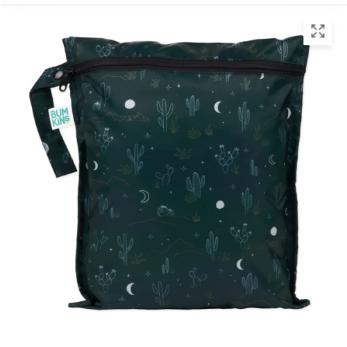 Bumkins Waterproof Storage Wet Bag for On-the-Go, Starry Cactus Print