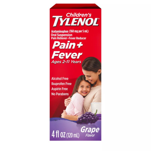 Tylenol Children Dye-Free Pain + Fever Relief Liquid, Acetaminophen - Grape 4 fl oz
