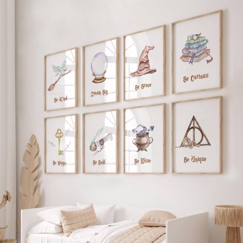 Wizard Poster Printable Set of 8 | Wizard Print | Wizarding Nursery Decor | Nursery Neutral | Magical Nursery Decor | Wizard School Wall Art
