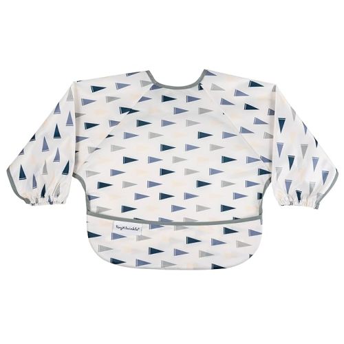Tiny Twinkle Long Sleeve Bib for Babies & Toddlers | Waterproof Smock Bib for Eating | Machine Washable & Mess-Proof Feeding Essentials | Newborn Shower Gift (Varsity Flags, Small 6-24 Months)