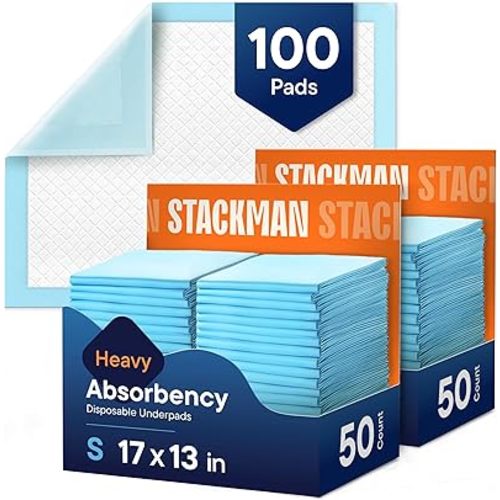Disposable Changing Pads [100-Pack] Diaper Pad for Baby, Puppy & Dog - Pee & Wee Underpads - Chux Potty Training Liner - Changing Table Cover - 17"x13" Leak-Proof Liners for Incontinence & Travel Use