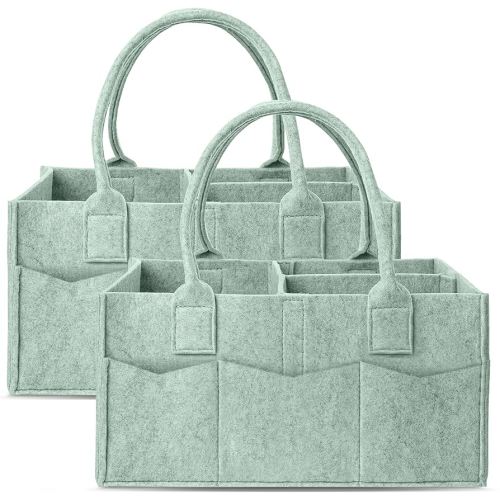 Amazon.com: Cute Castle 2 Pack Diaper Caddy Organizer - Portable Baby Caddy Organizer with Handle, Nursery Storage Bin and Car Organizer for Girls, Boys - Baby Gift Basket - Grey : Baby