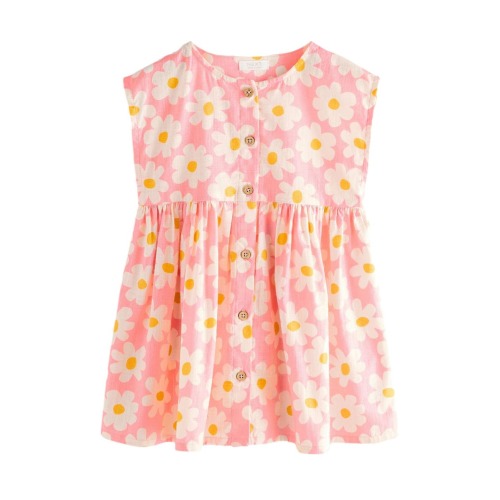 Kids' Floral Print Cotton Button Front Dress, 12-18M