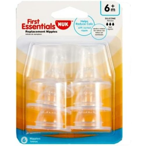 Gerber First Essentials Silicone Nipples, Fast Flow, 6 ct