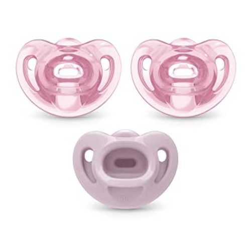NUK Comfy Orthodontic Pacifiers, 0-6 Months, 3 count (Pack of 1) - Pink Assorted - 3 Pack