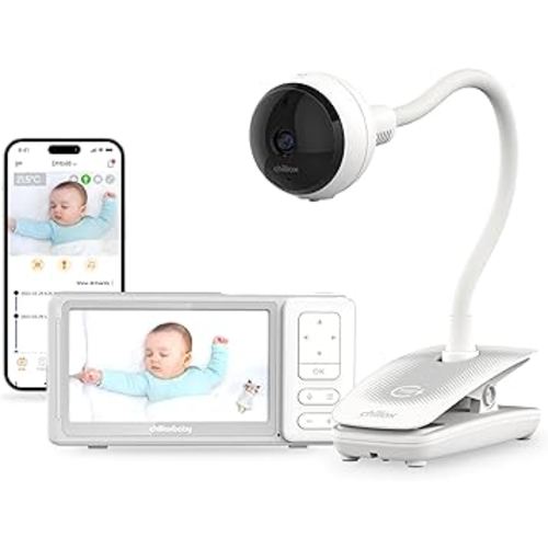 CHILLAX Giraffe Pro Portable Baby Monitor–Video Baby Monitor for Travel with Battery Base Stand,HD 1080p Camera and 5”Screen, Privacy Protection WiFi ON-Off Switch, Gooseneck Design, Night Vision