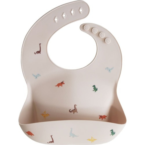 Mushie Dinosaurs Silicone Bib, Sand