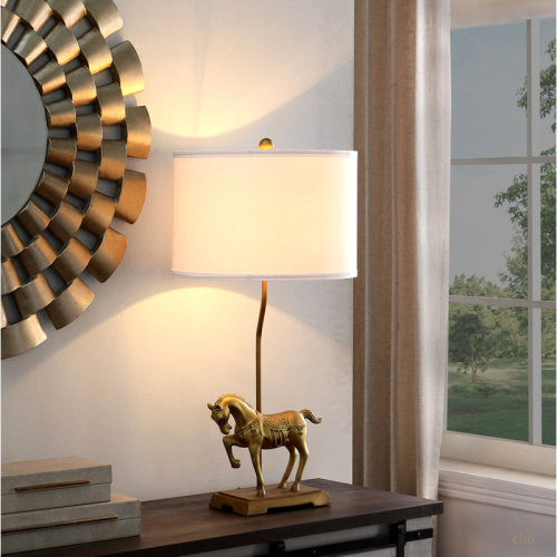 House of Hampton® 29.5" In Gold Royal Stallion Horse Resin Table Lamp | Wayfair