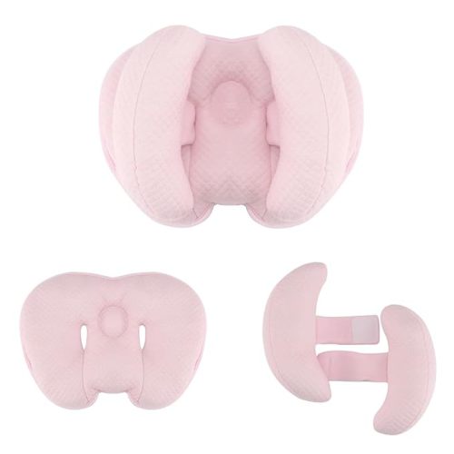 2 in 1 Baby Support Pillow, Banana Shape Baby Neck Head Travel Pillow Stroller Insert Cushion for Kids, Toddler, Pink