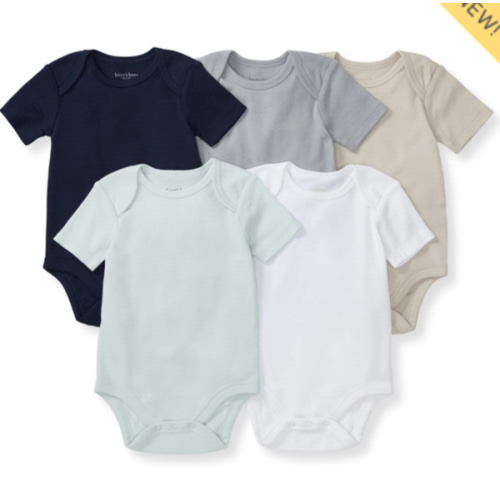 Solid Organic Cotton Short Sleeve Baby Bodysuits 5 Pack Midnight