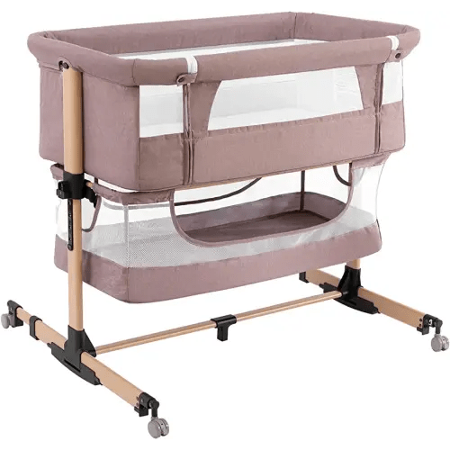 3 in 1 Adjustable Portable Crib, Bassinet and Bed for Infants - Khaki