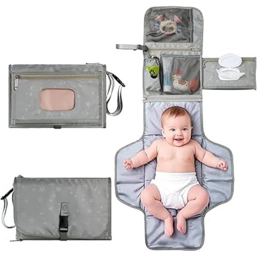 Portable Baby Diaper Changing Pad Smart Organized Diaper Changing Travel Bag with Wipe Dispenser and Waste Bag Dispenser. Infant Gift