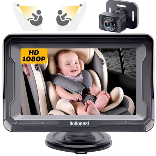 DoHonest Baby Car Camera HD 1080P - Rear-Facing Car Baby Monitor with Night Vision, Adjustable View Angle, Easy Setup, Anti-Glare Display, Safety for Kids & Infants