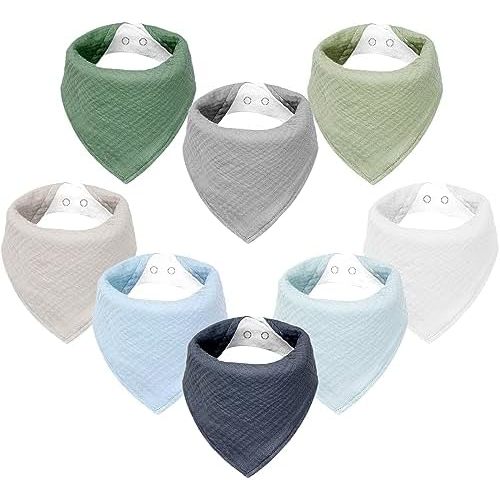Muslin Bibs, Muslin Baby Bibs for Girls & Boy Muslin Bandana Bibs 100% Cotton Baby Bibs for Drooling and Teething