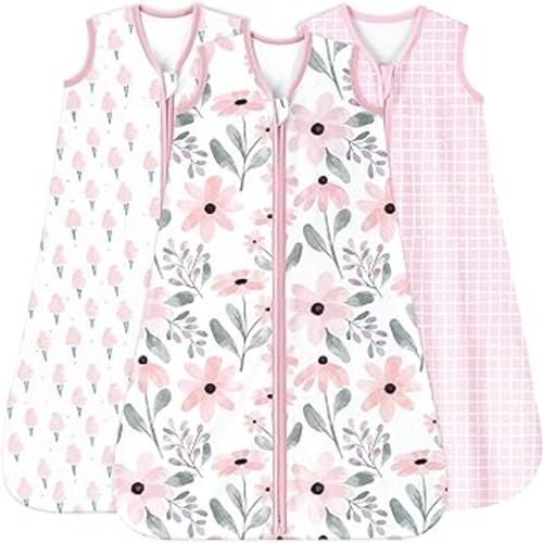 Yoofoss Baby Sleep Sack 0-6 Months 0.5 Tog Wearable Blanket for Baby, 3 Pack 100% Cotton Infant Toddler Sleeping Sack 2-Way Zipper Lightweight Sleepsack