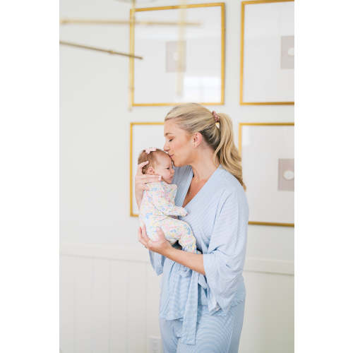 Mini-Stripe Mom Kimono Pajamas