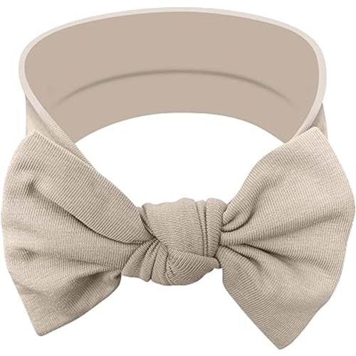 Baby Girl Headbands-Infant,Toddler Cotton Handmade Hairbands with Bows Child Hair Accessories (Beige)
