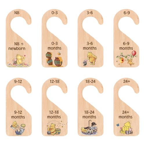 The Winnie Bear Baby Closet Dividers, Clothes Organizer for Baby Nursery Decor Wooden Hanger for Newborn Baby Stuff from 0-24+ Months