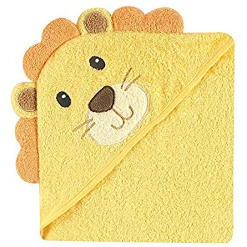 Luvable Friends Unisex Baby Cotton Animal Face Hooded Towel, Lion, One Size