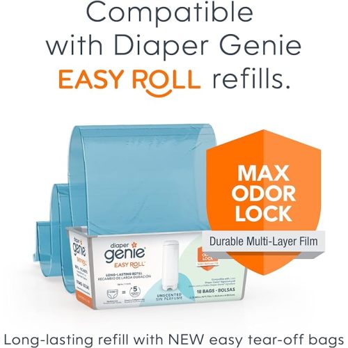 Diaper Genie Signature Gift Set | includes Easy Roll Refill with 48 Bags | Holds Up to 2256 Newborn Diapers
