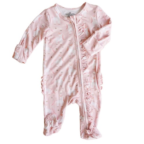 Sweet Unicorn Ruffle Zipper Footie