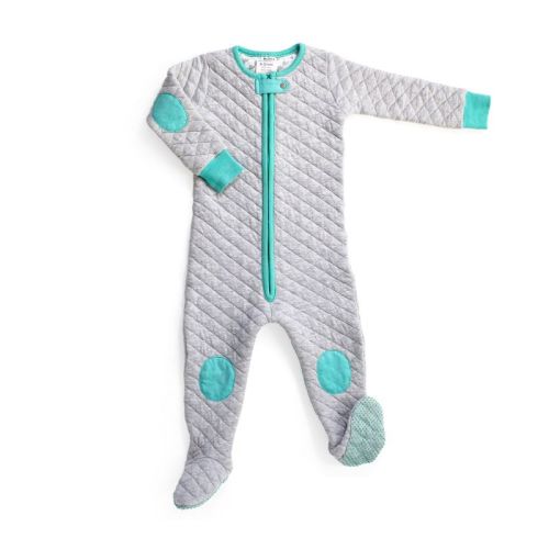 Baby Deedee Sleepsie Footie Pajamas Gray Aqua 3-6m