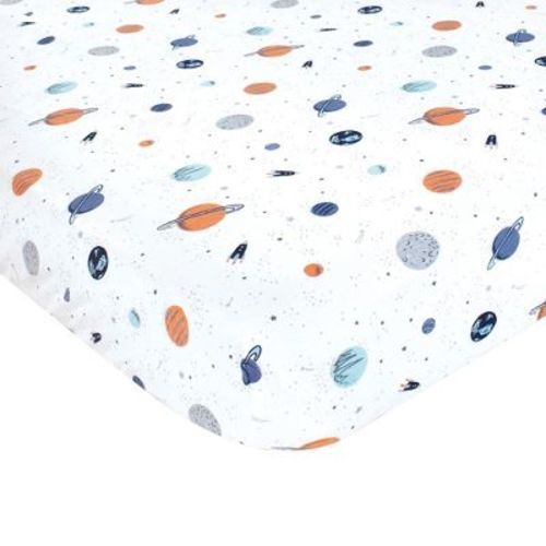 Hudson Baby Infant Boy Cotton Fitted Crib Sheet, Space, One Size