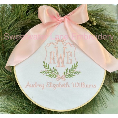 Custom Baby Banner Announcement Hoop Welcome Sign, Hospital Door or Crib with Bow and Birth Announcement Card