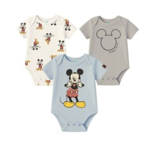 Baby Boys' Mickey Mouse Short-Sleeve Bodysuit, 3-Pack Set