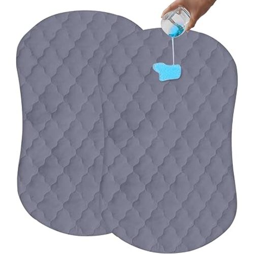 Bamuho Halo Waterproof Bassinet Mattress Protector, 2 Pack Bassinet Mattress Pad Cover Compatible with Halo Bassinest Swivel Sleeper 3.0, Envelope Closure Style - Grey 31"x18"