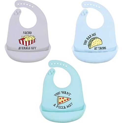 Hudson Baby Unisex Baby Silicone Bibs, Fast Food, One Size