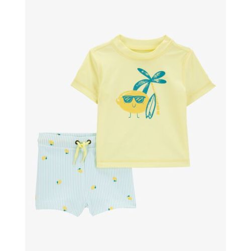 Baby 2-Piece Lemon Rashguard & Swim Trunk Set - Yellow/Blue - Carter's | Carter's