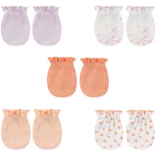 5 Pairs Baby Not Scratch Mittens 0-6 Months New Born Boy Girl Gloves Cute Infant Accessories